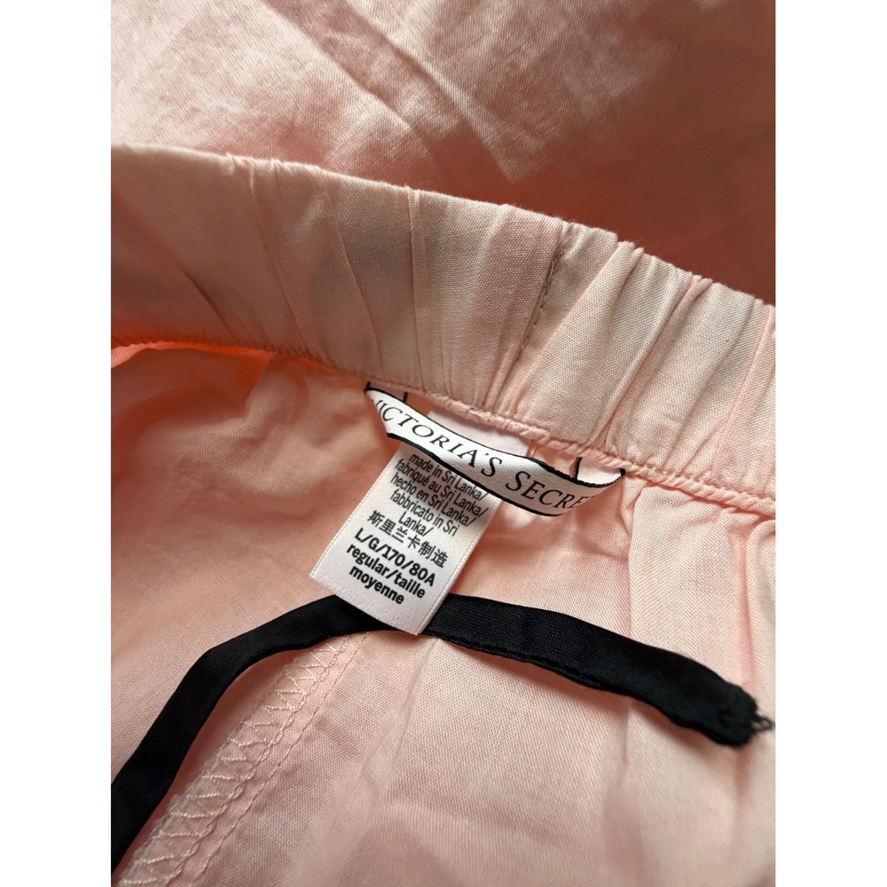 Victorias Secret Pink Pajama Pants Black Piping Cotton Lounge Bottoms preppy LG - Picture 5 of 5